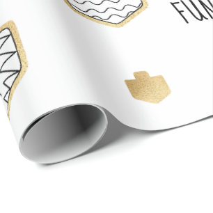 Chanukkah Wrapping Paper Black Gold Personalise