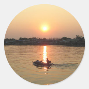 Chao Phraya River Sunset ... Ayutthaya, Thailand Classic Round Sticker