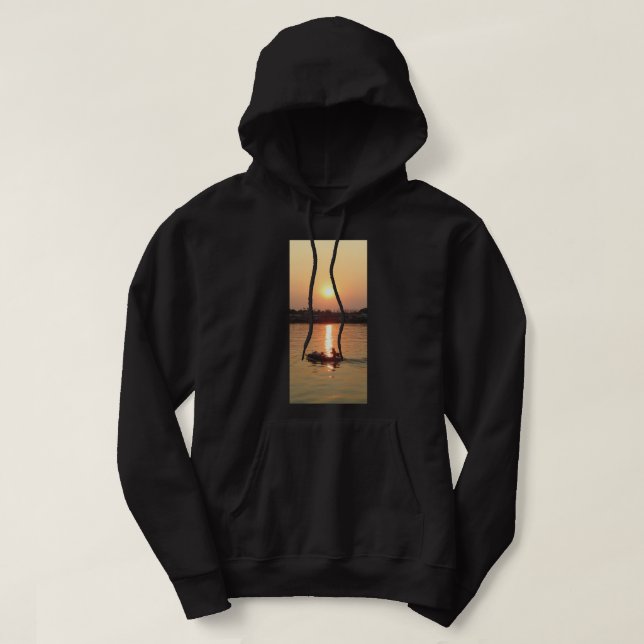Chao Phraya River Sunset ... Ayutthaya, Thailand Hoodie (Design Front)