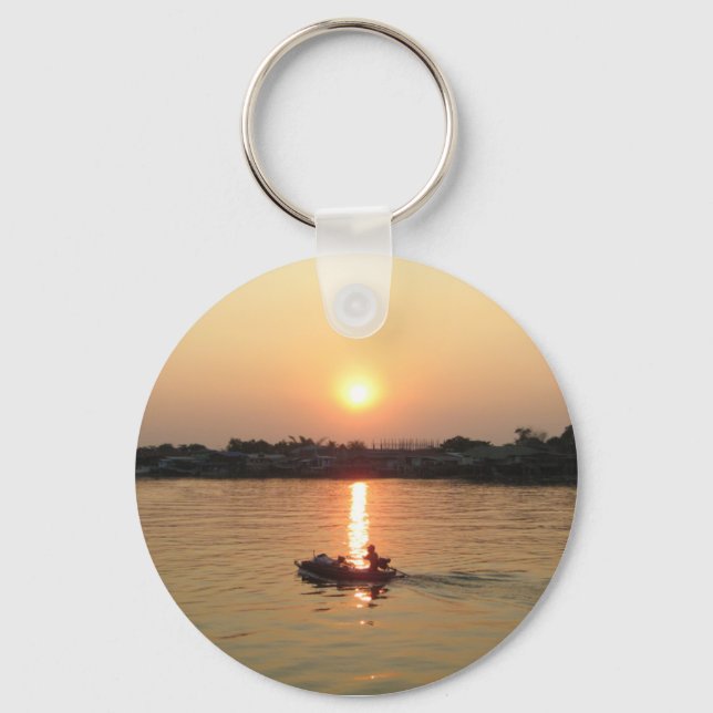 Chao Phraya River Sunset ... Ayutthaya, Thailand Key Ring (Front)