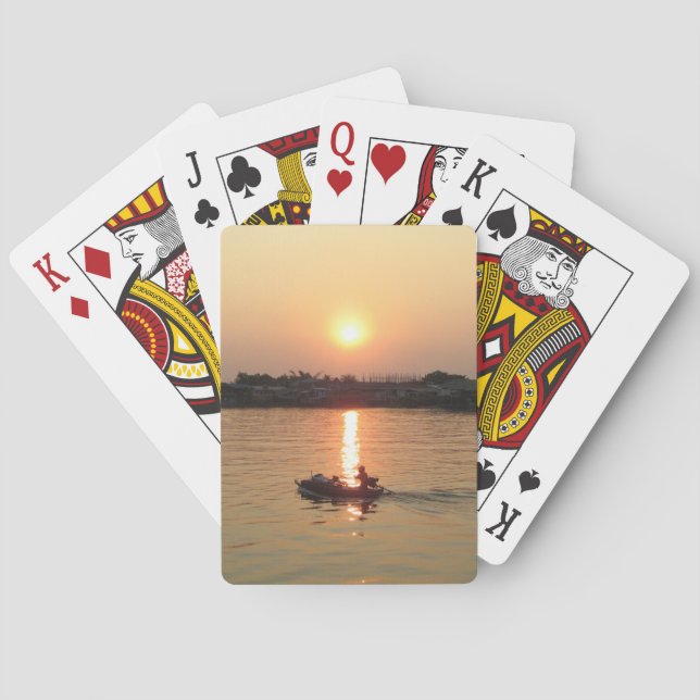 Chao Phraya River Sunset ... Ayutthaya, Thailand Playing Cards (Back)