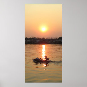 Chao Phraya River Sunset ... Ayutthaya, Thailand Poster