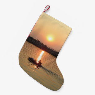 Chao Phraya River Sunset ... Ayutthaya, Thailand Small Christmas Stocking