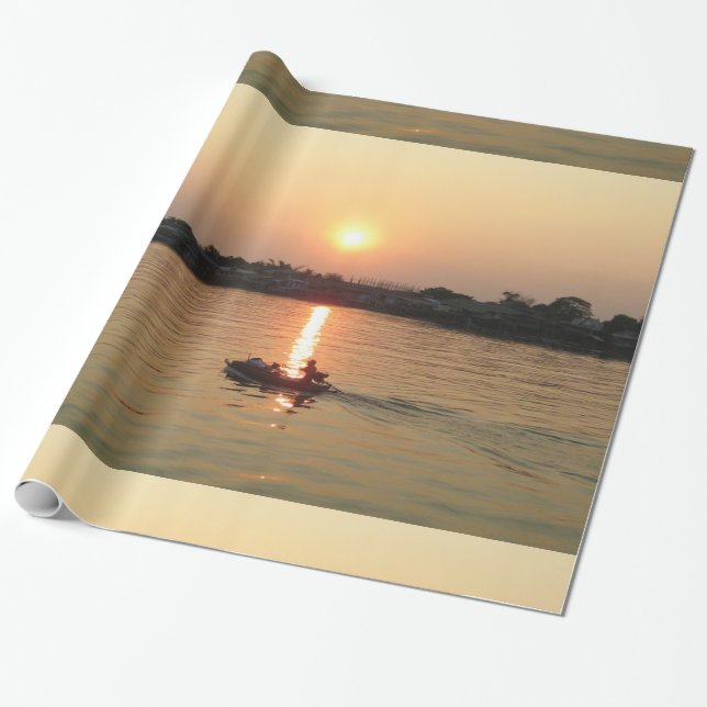 Chao Phraya River Sunset ... Ayutthaya, Thailand Wrapping Paper (Unrolled)