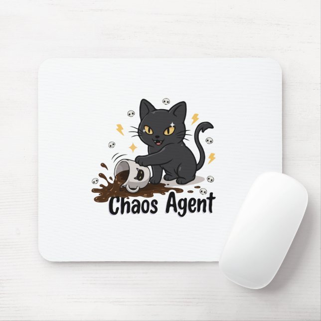  Chaos Agent Black Cat Mouse Mat (With Mouse)