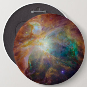 Chaos at Heart of Orion Spitzer Hubble Composite 6 Cm Round Badge