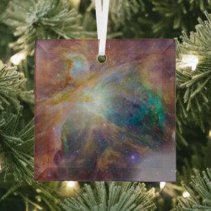 Chaos at Heart of Orion Spitzer Hubble Composite Glass Tree Decoration