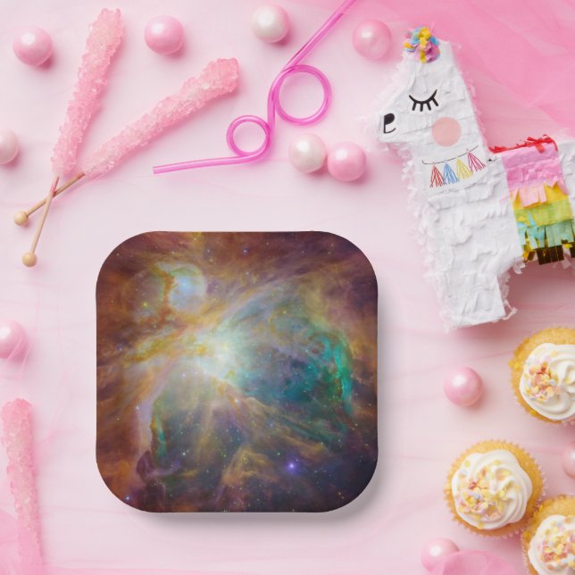 Chaos at Heart of Orion Spitzer Hubble Composite Paper Plate (Party)