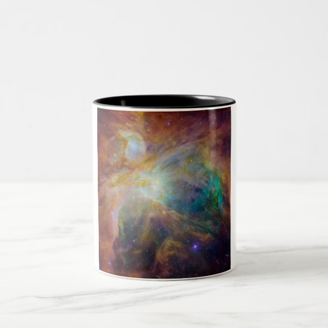 Chaos at Heart of Orion Spitzer Hubble Composite Two-Tone Coffee Mug (Center)