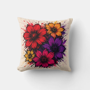 Chaos Bloom – Bold Floral Splash Cushion