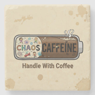 Chaos & Caffeine Funny Parenting Mum Life Coffee   Stone Coaster