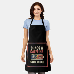 Chaos & Caffeine Funny Retro Parenting Mum Dad Quo Apron