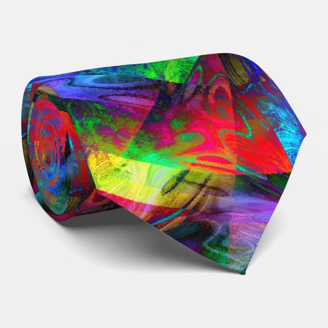 Chaos cool modern abstract art tie (Rolled)