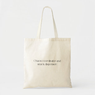 Chaos coordinator and snack dispenser tote bag