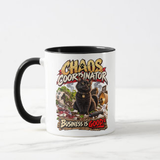 Chaos Coordinator Black Cat Grunge Humour Art Mug