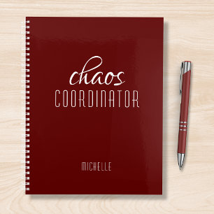 Chaos Coordinator Burgundy Personalised Name Planner