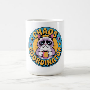 Chaos Coordinator Cat Sticker - Funny Grumpy Coffe Coffee Mug