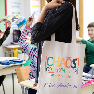 Chaos Coordinator Funny Colourful Teacher Gift Tote Bag