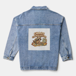 Chaos Coordinator Funny Overworked Racoon Denim Jacket