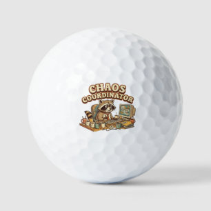 Chaos Coordinator Funny Overworked Racoon Golf Balls