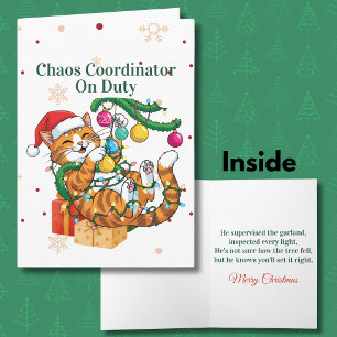 Chaos Coordinator On Duty Cat Lover Christmas Holiday Card