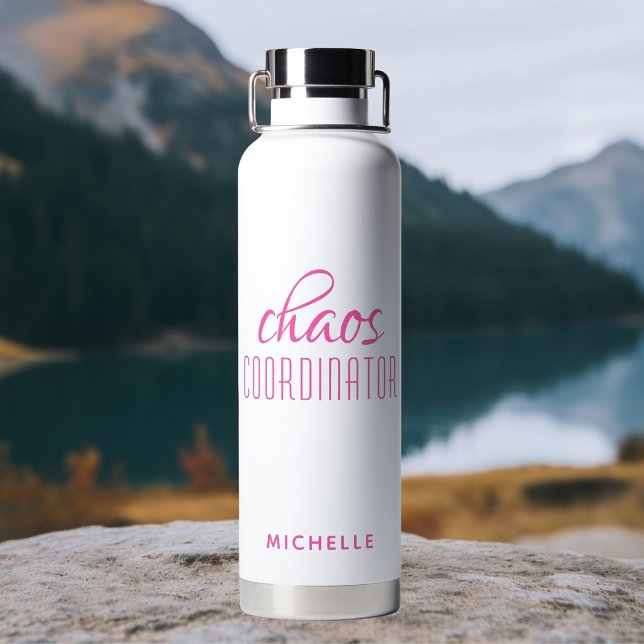 Chaos Coordinator Pink Calligraphy Script Name Water Bottle (Creator Uploaded)