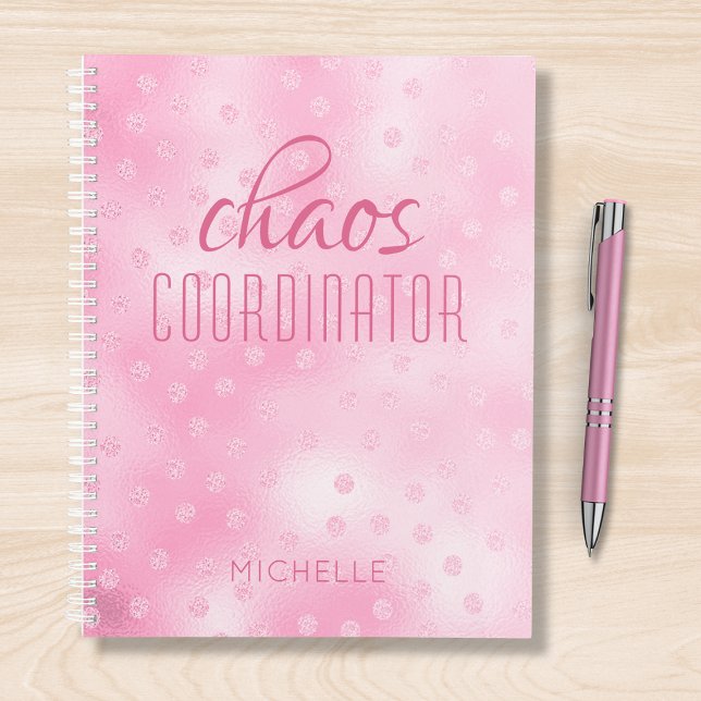 Chaos Coordinator Pink Girly Glitter Personalised Planner (Creator Uploaded)