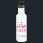 Chaos Coordinator Red Typography Custom Name 710 Ml Water Bottle<br><div class="desc">Chaos Coordinator Red Typography Personalised Water Bottle features a simple design of the text "chaos coordinator" in a fun red  calligraphy script with your personalised name below. Personalise by editing the text in the text box provided. Perfect for that busy mum,  teacher,  sports team manager or work boss</div>