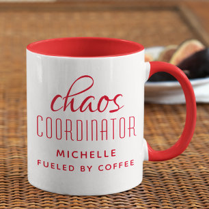 Chaos Coordinator Red Typography Personalised Mug