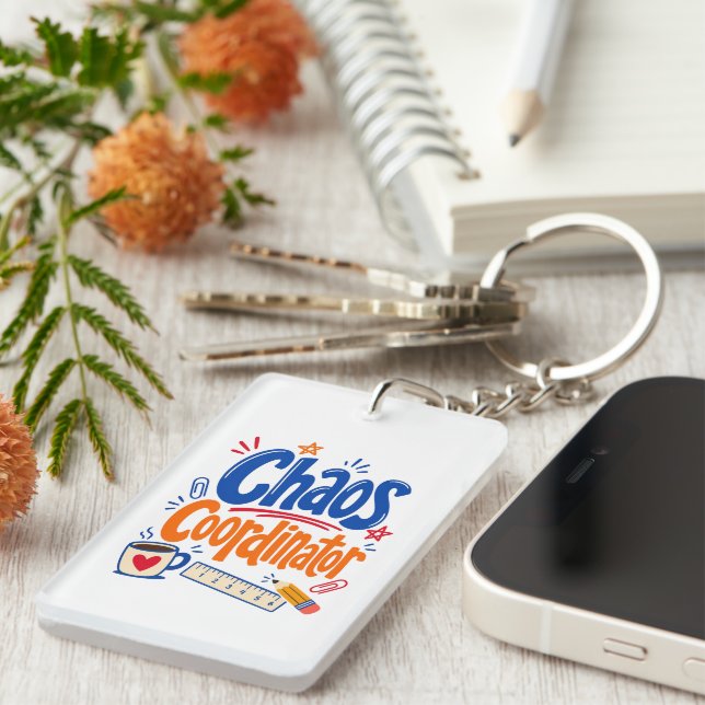 Chaos Coordinator Teacher Back to School Design Key Ring (Front Right)