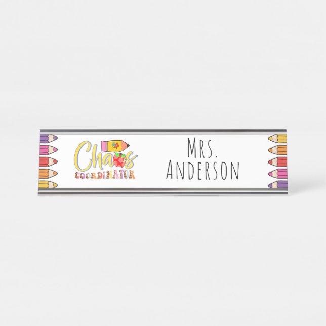 Chaos Coordinator Teacher Gift Desk Name Plate (Front)