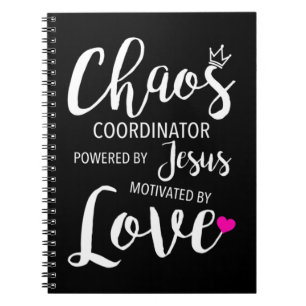 Chaos Coordinator Teacher Powered By Jesus Motivat Notebook