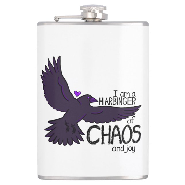 Chaos Crow Hip Flask (Front)