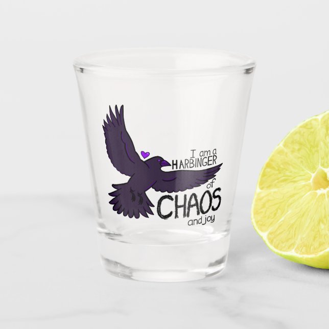 Chaos Crow Tapestry Shot Glass (Front)