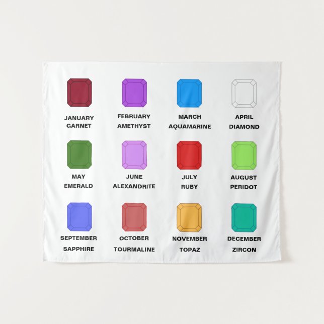 Chaos Emerald Birthstone Chart White Tapestry (Front (Horizontal))