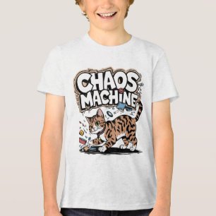 Chaos Machine Bengal Cat Funny Design Tri-Blend Shirt