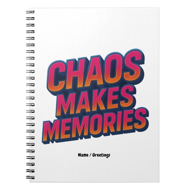 Chaos Makes Memories Retro Synthwave Design Funny  Notebook (Front)