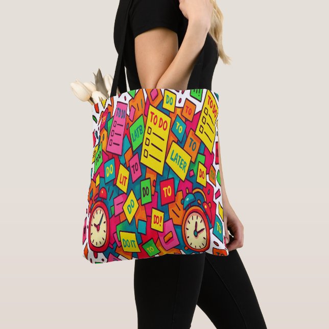 Chaos of To-Do's: Colourful Task Storm Tote Bag (Close Up)