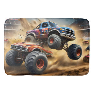 Chaos on Wheels: Monster Truck Smash Derby Bath Mat