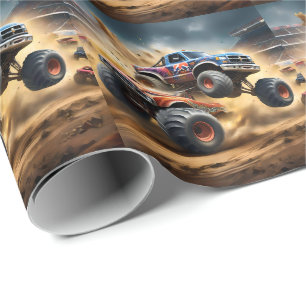 Chaos on Wheels: Monster Truck Smash Derby Wrapping Paper
