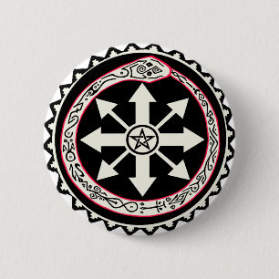 Chaos with Ouroburos Snake 6 Cm Round Badge