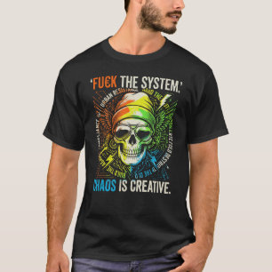 ChaosNetwork Hack The System Skull Cyberpunk Rebel T-Shirt