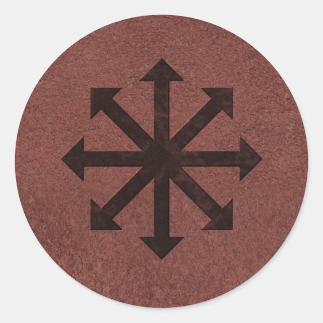 Chaosphere - Occult Magick Symbol on Red Leather Classic Round Sticker (Front)