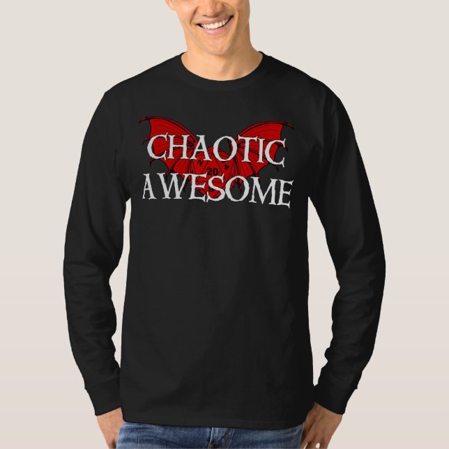 Chaotic Awesome Dragon Dice Tabletop Rpg Dm T-Shirt (Front)