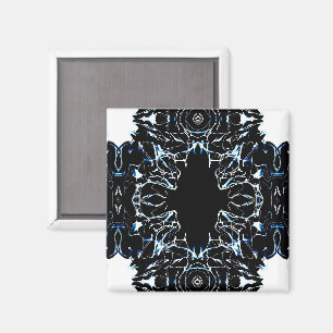 Chaotic Blue Abstract Acrylic Paint Pour Fluid Art Magnet