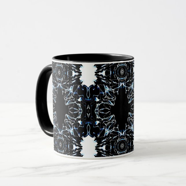 Chaotic Blue Abstract Acrylic Paint Pour Fluid Art Mug (Front Left)