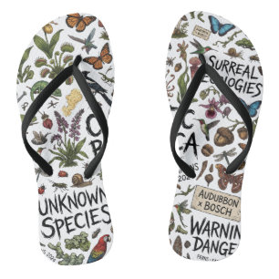 Chaotic Botanica Surreal Ecologies Illustration Pr Flip Flops