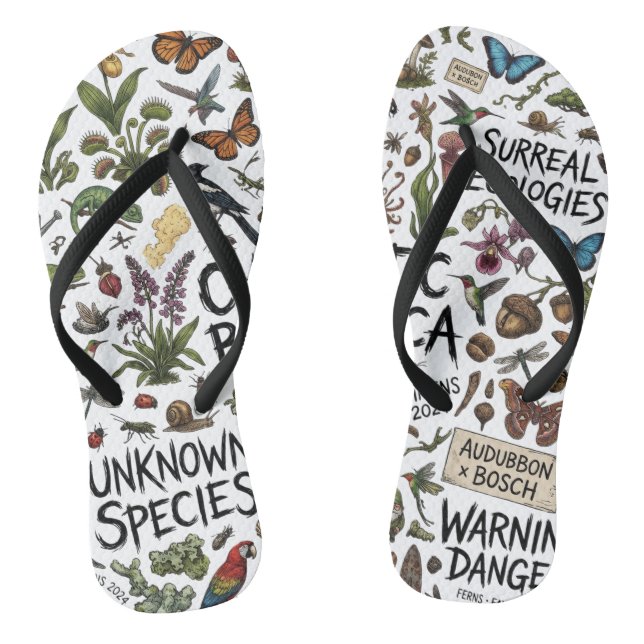 Chaotic Botanica Surreal Ecologies Illustration Pr Flip Flops (Footbed)