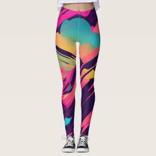 Chaotic Curves   Funky Synthwave Leggings