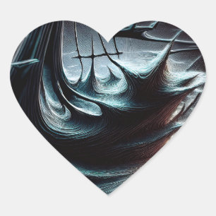 Chaotic Dark Seas Swept By The Storm Winds Heart Sticker